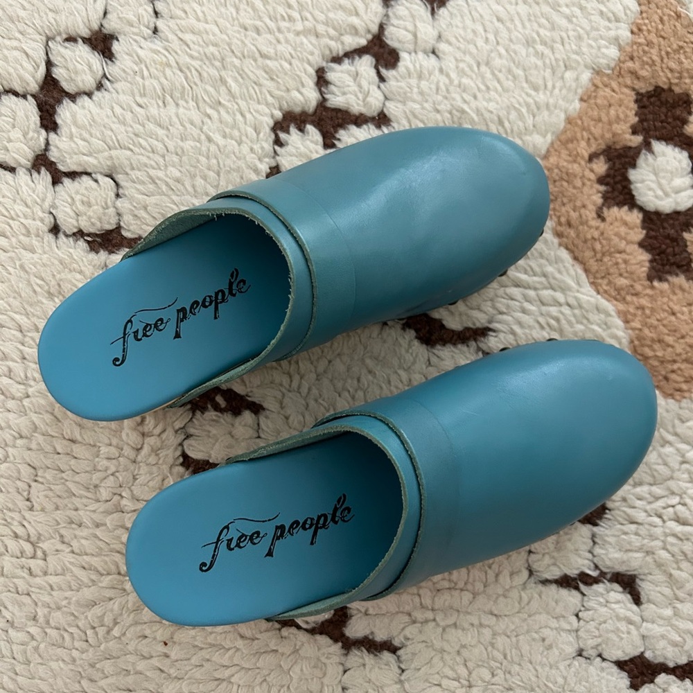 Free People Blue Mules